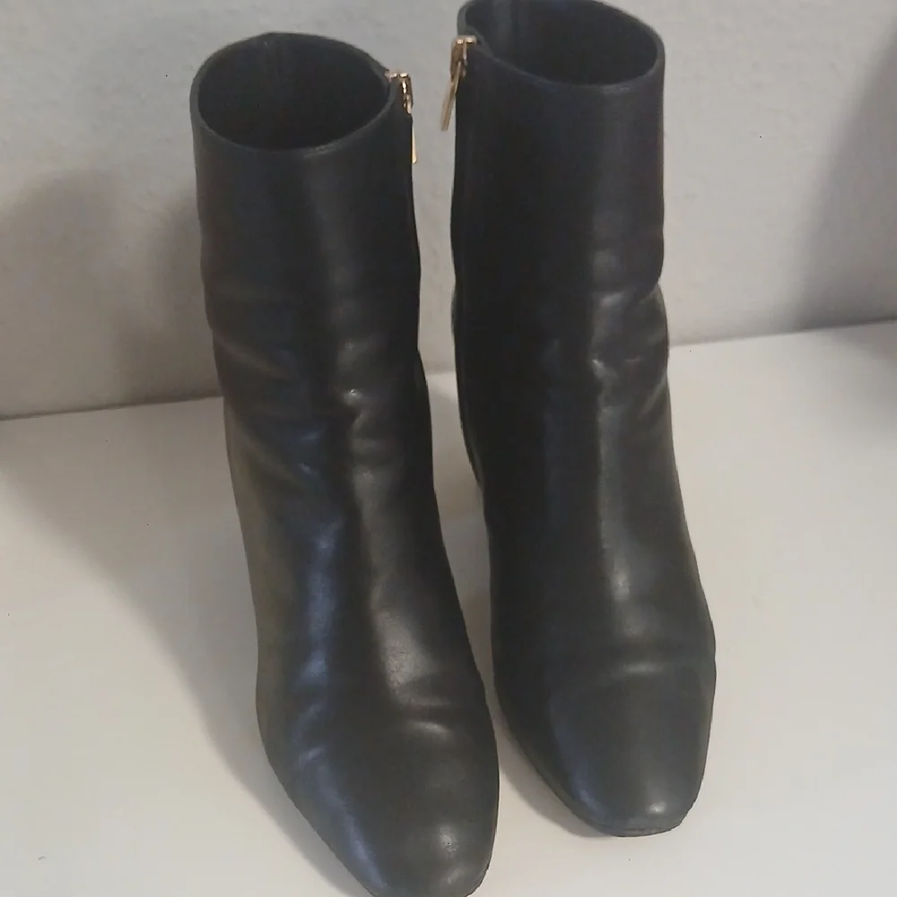 Salvatore Ferragamo Black Ankle‎ Booties with Gold Zipper